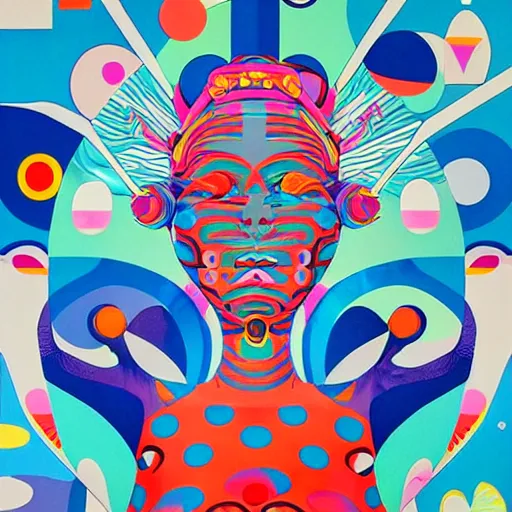 Image similar to modern sculpture visionary art color and shapes by tristan eaton and james jean, chiho aoshima color scheme