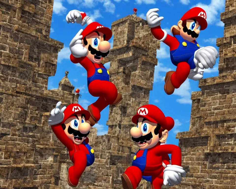 Prompt: T-posing demon mario