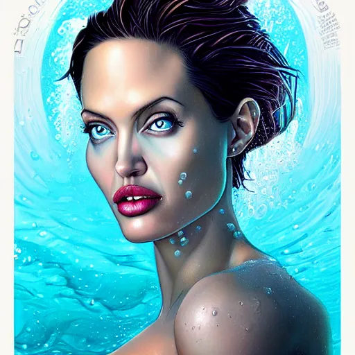 Image similar to underwater lofi portait of angelina jolie, Pixar style, by Tristan Eaton Stanley Artgerm and Tom Bagshaw.