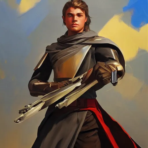 Image similar to greg manchess portrait painting of armored anakin skywalker as overwatch character, medium shot, asymmetrical, profile picture, organic painting, sunny day, matte painting, bold shapes, hard edges, street art, trending on artstation, by huang guangjian and gil elvgren and sachin teng