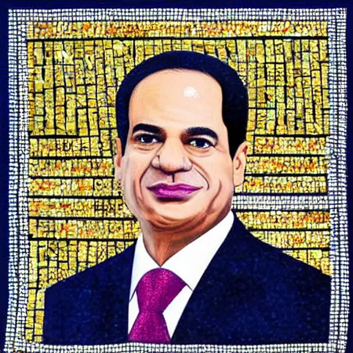 Prompt: portrait of egyptian president abdel fattah el - sisi as a byzantine mosaic, beautiful, realistic, handsome, very detailed