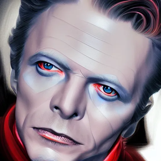 Prompt: portrait of david bowie, art by artgerm