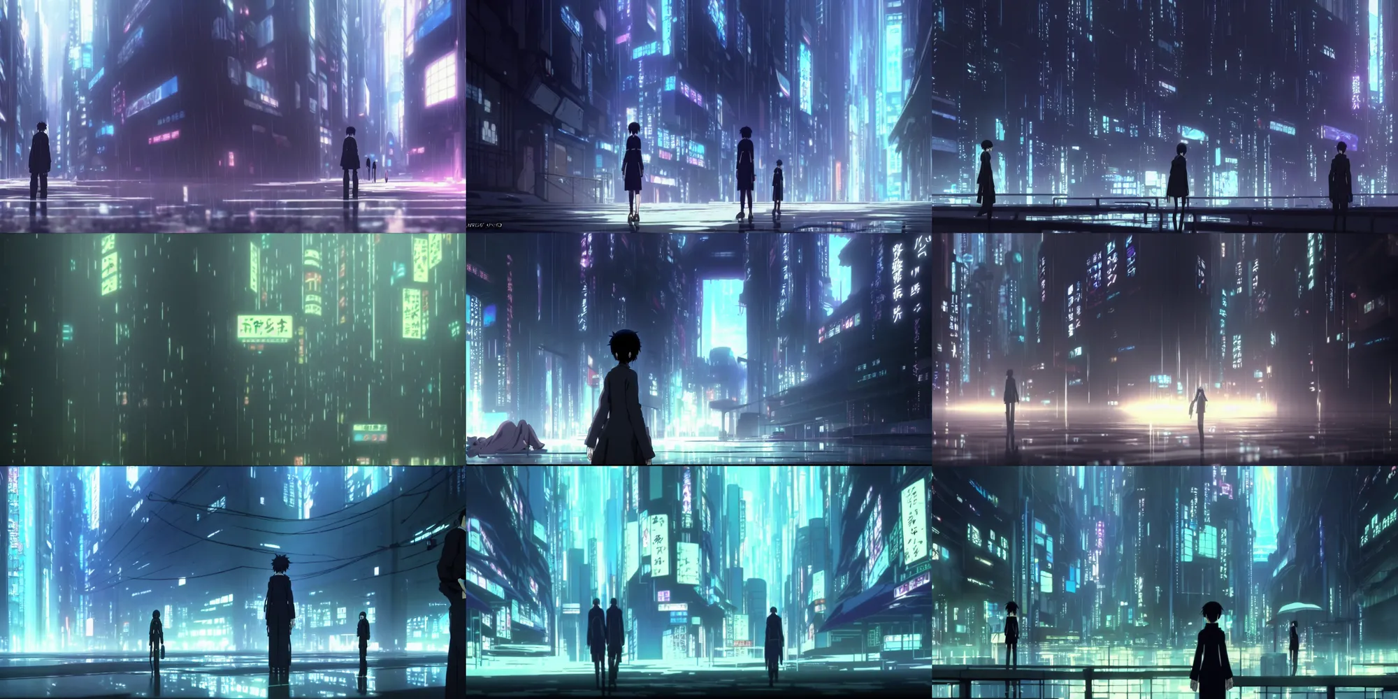 Prompt: a forgotten dreamscape in the cyberpunk anime film by makoto shinkai, screenshot in the anime series ergo proxy, hazy and dreary
