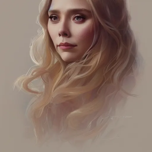 Image similar to ultra realistic illustration, a hot and beautiful painting of a blonde elizabeth olsen, intricate, elegant, highly detailed, digital painting, artstation, concept art, smooth, sharp focus, illustration, art by artgerm and greg rutkowski and alphonse mucha