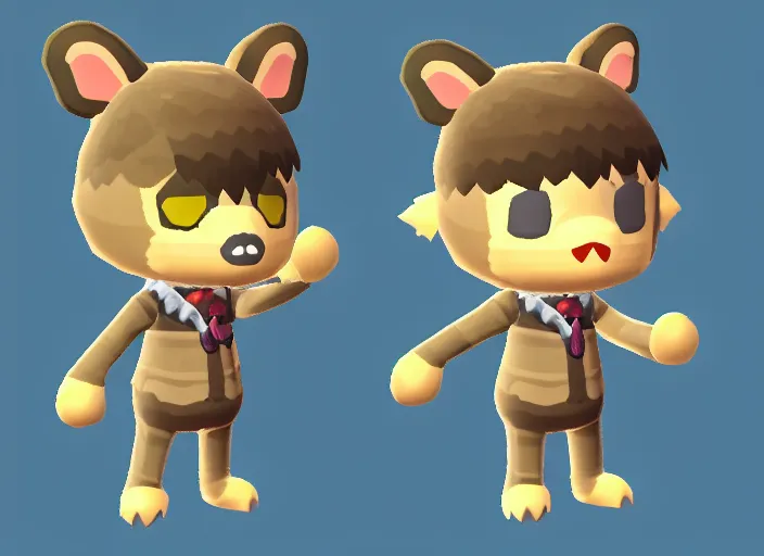 Prompt: a cute chibi werewolf animal crossing villager. animal crossing character. 3 d render, 3 d model rip, hq, artgerm, arstation,