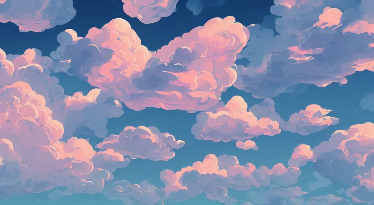 Prompt: cartoony pastel clouds in the sky wallpaper, trending on artstation