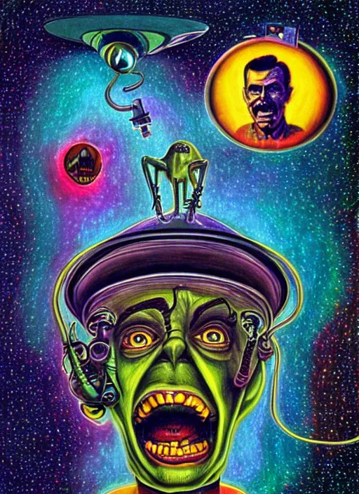 Image similar to subgenius, x - day, aliens, ufos, weird stuff, occult stuff, colorful, extremely detailed, hyperrealism, dramatic lighting