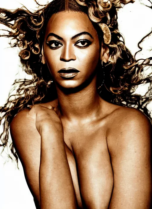 Prompt: beyonce photohoot styled by nick knight posing majestic style , vogue magazine, Highly realistic. High resolution. Highly detailed. Dramatic. 8k.4k.