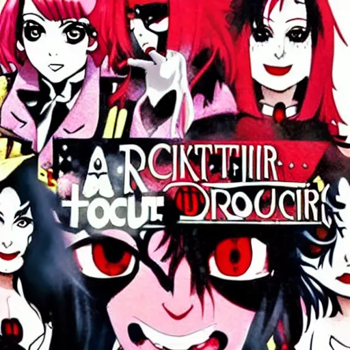 Image similar to anime rocky horror picture show, masterpiece