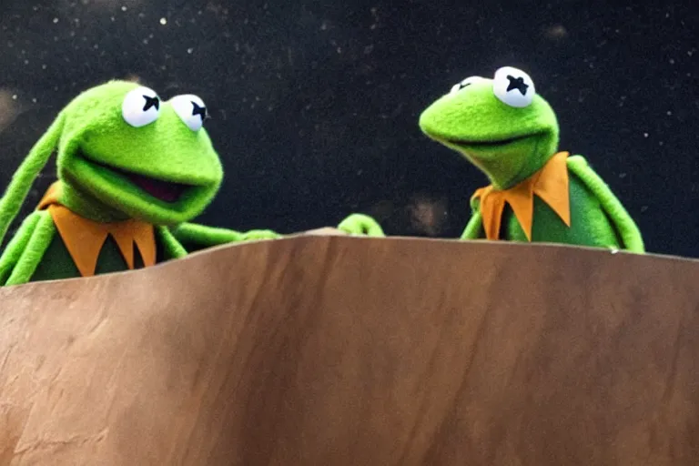 Prompt: kermit the frog in interstellar film