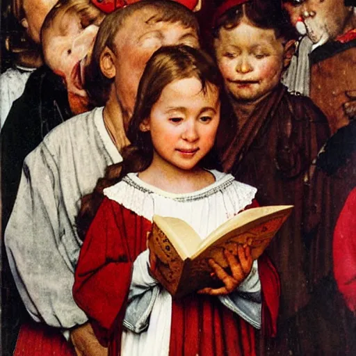 Image similar to child in church nativity play, single subject, clear face, norman rockwell