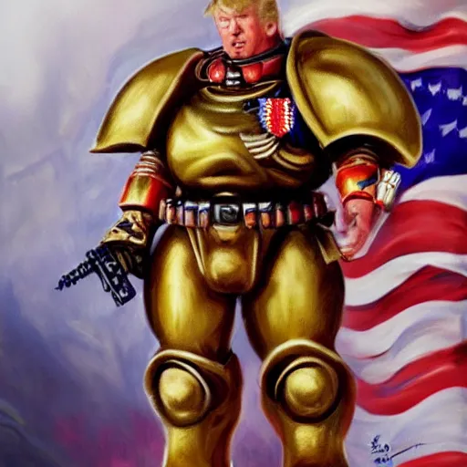 Image similar to Donald Trump as a space marine, painted by Sargent, 8k, matte painting, trending on art station