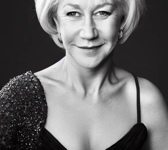 Prompt: a studio photograph of Helen Mirren; f/1.4; 90mm