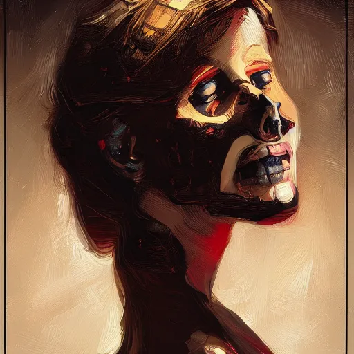 Image similar to portrait skull girl by petros afshar, hyper real, laurie greasley, jc leyendecker and singer sargent