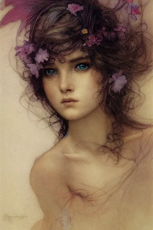 Image similar to headshot portrait of a beautiful fairy, detailed, rainbowshift, by jean - baptiste monge, maxfield parrish, john william waterhouse, brian froud