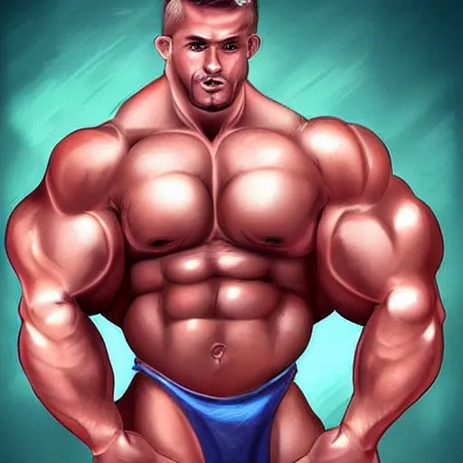 Image similar to digustingly muscular bodybuilder. fantasy art