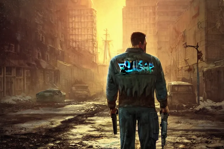Prompt: fallout 5, adam sandler closeup, portrait, outdoors european cityscape, atmospheric lighting, painted, intricate, volumetric lighting, beautiful, daytime, winter, clear weather, mutated wildlife, sharp focus, deep colours, ultra detailed, art by william turner