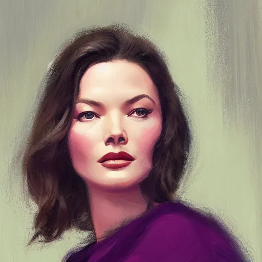Image similar to young beautiful Gene Tierney color studio publicity photo , tight face shot portrait, highly detailed, digital painting, artstation, concept art, illustration, art , by Jeremy Lipking
