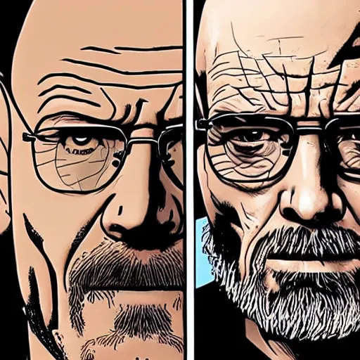 Prompt: Walter White in The Walking Dead, comic