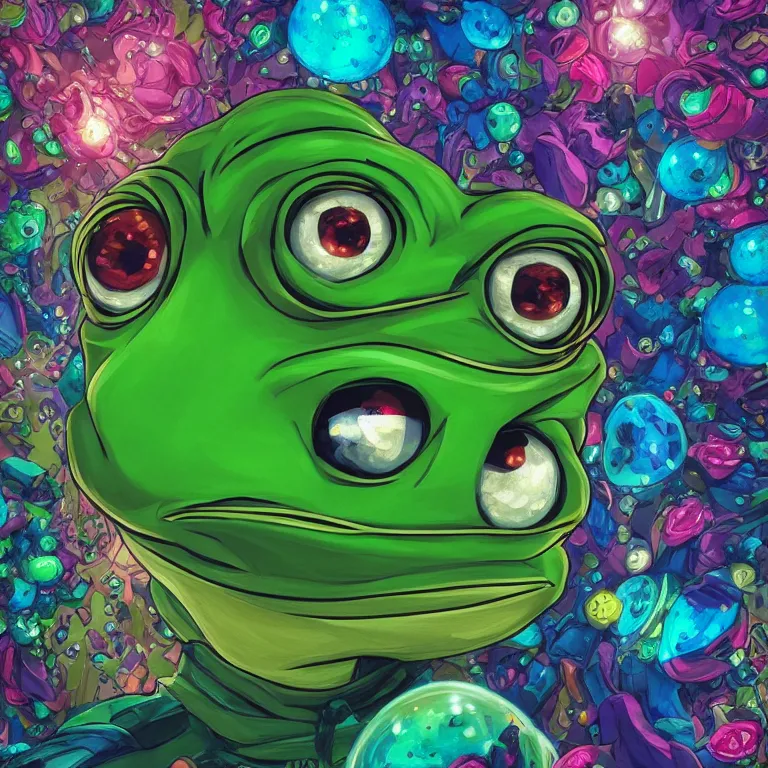 maximalist detailed gemstone pepe the frog by | Stable Diffusion | OpenArt
