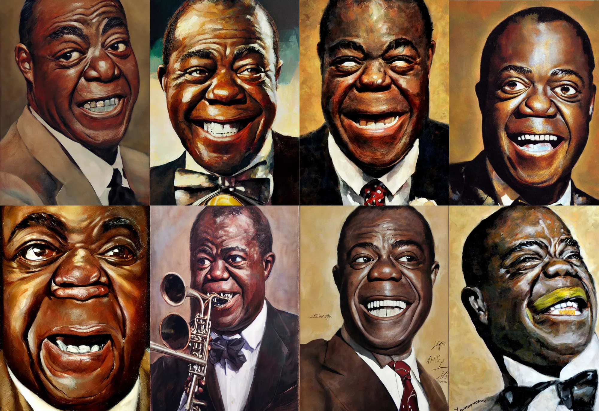 Prompt: a close - up portrait of louis armstrong, by jonathan yeo