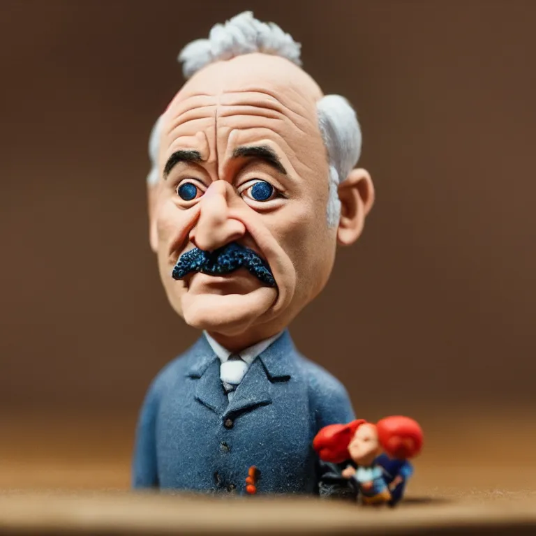 Prompt: a cinematic film still of a claymation stop motion film starring bill murray, portrait, shallow depth of field, 8 0 mm, f 1. 8