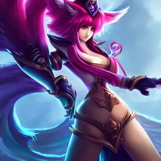 Prompt: Ahri from league of legends wearing knight armor, digital art, smooth lines, high res, amazing composition, splash art