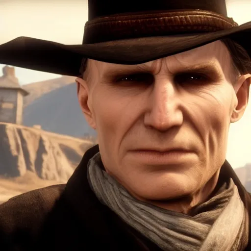 Prompt: Film still of Voldemort, from Red Dead Redemption 2 (2018 video game)