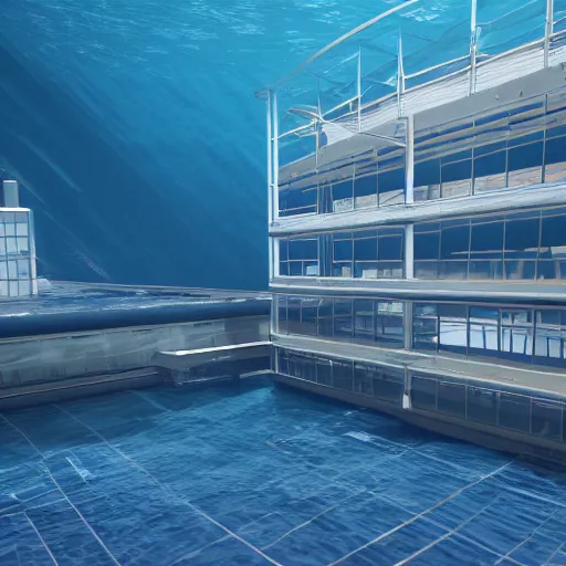 Prompt: underwater research facility, establishing shot, 8k render unreal engine