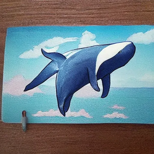 Image similar to a huge flying whale that has tiny wings