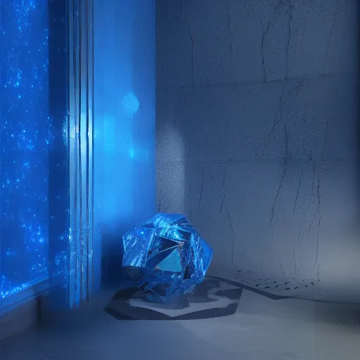 Image similar to A blue crystal sparkling in the night, mystical, mysterious, magical, Octane Render, Raytracing
