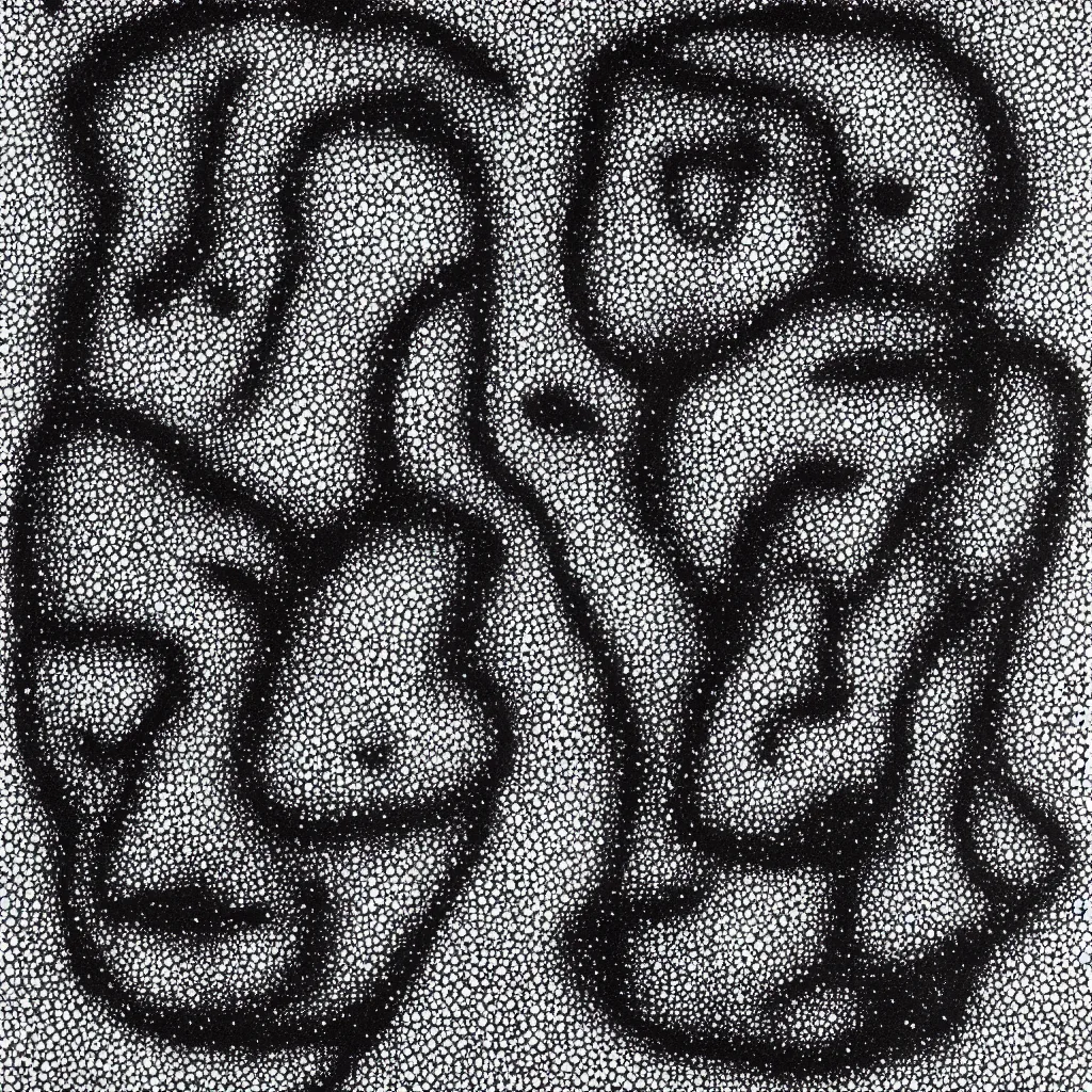 Image similar to face made out of planet, faceless people dark, dots, drip, stipple, pointillism, technical, abstract, minimal, style of francis bacon, asymmetry, pulled apart, cloak, hooded figure