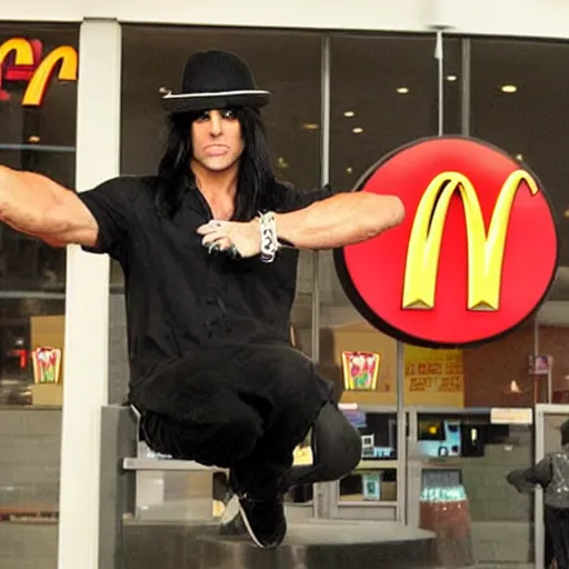 Prompt: criss angel mindfreak levitating over mcdonalds