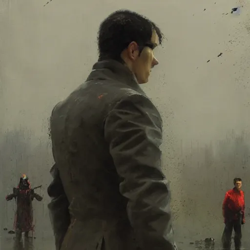 Prompt: a still of matrix, painting by jakub rozalski,