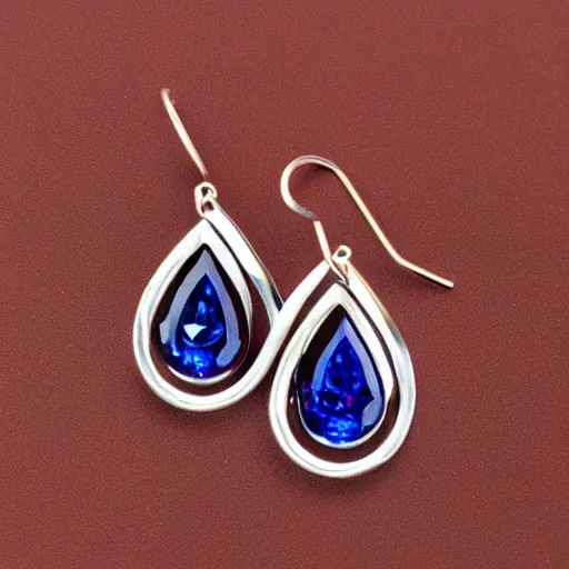 Image similar to teardrop sapphire earrings. platinum