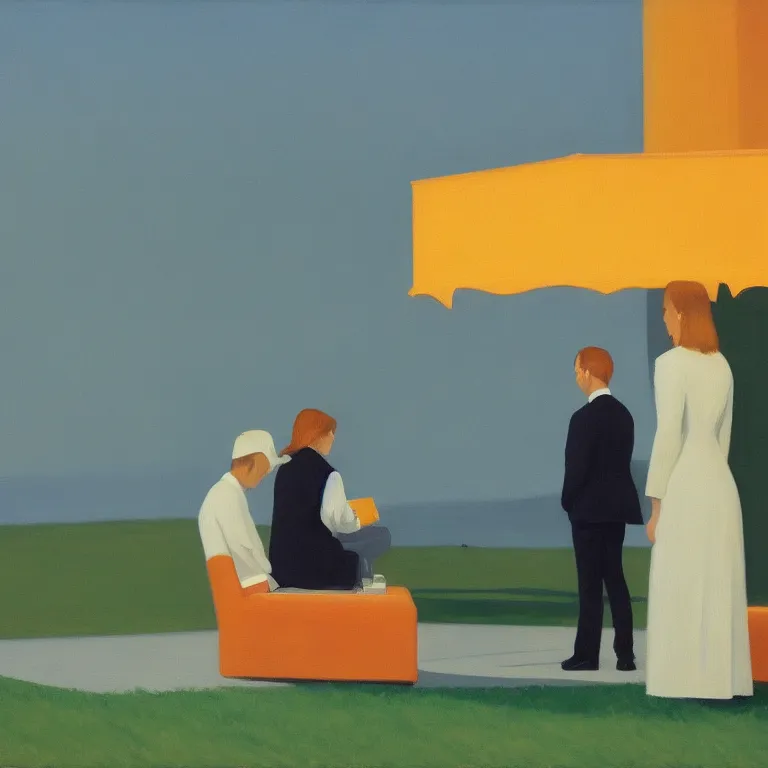 Prompt: dreaming from new economy and a new finacial system, painted by Alex Katz, painted by Edward Hopper, airbrush