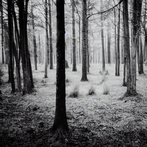 Image similar to light greyscale photograph of a forest