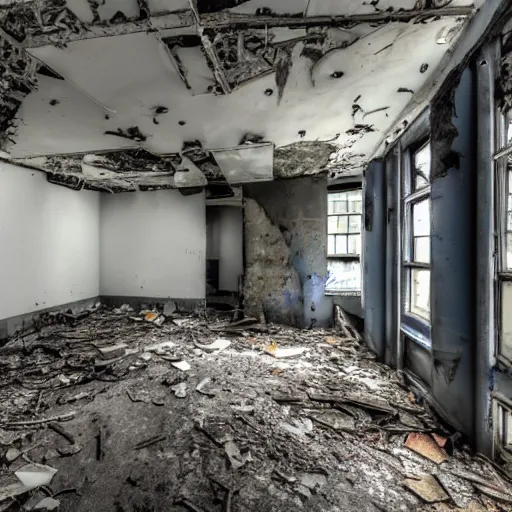 Prompt: a photo of an abandoned, dilapidated office of the company techcrunch, 4 k, high resolution, canon dslr