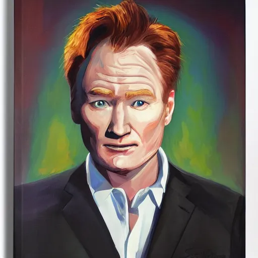 Image similar to conan o'brien, by simon birch, portrait