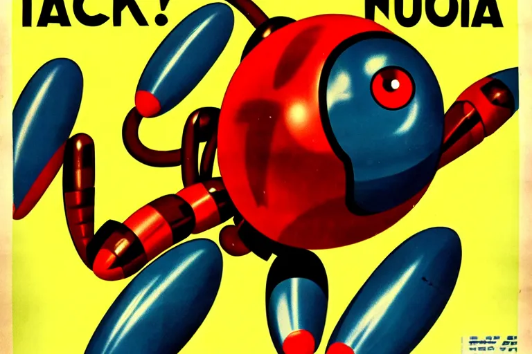 Image similar to 1940s poster,tachikoma