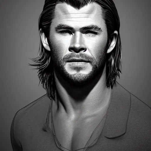 Prompt: chris hemsworth and lana del rey crossbreed, handsome, rendered in 3 d by xie boli, trending on artstation, 4 k, 8 k, photorealistic imagery, photorealistic details, intricate, highly detailed