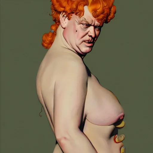 Image similar to upper body portrait of christina hendricks as baron harkonnen, by norman rockwell and boris vallejo, artstation, concept creature character art