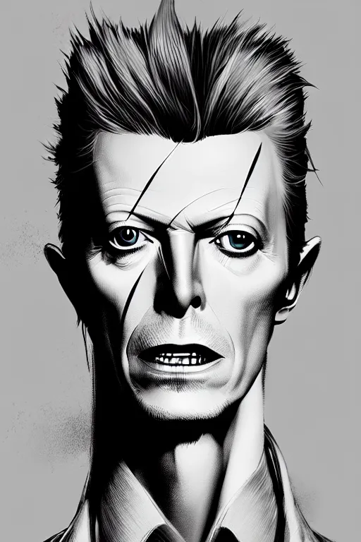 Image similar to david bowie, manga cover art, detailed color portrait, artstation trending, 8 k, greg rutkowski