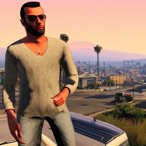 Prompt: gigachad in grand theft auto v