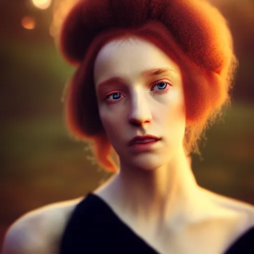 Image similar to photographic portrait of a stunningly beautiful english renaissance female in soft dreamy light at sunset, beside the river, soft focus, contemporary fashion shoot, in a denis villeneuve and tim burton movie, by edward robert hughes, annie leibovitz and steve mccurry, david lazar, jimmy nelsson, extremely detailed, breathtaking, hyperrealistic, perfect face, octane render