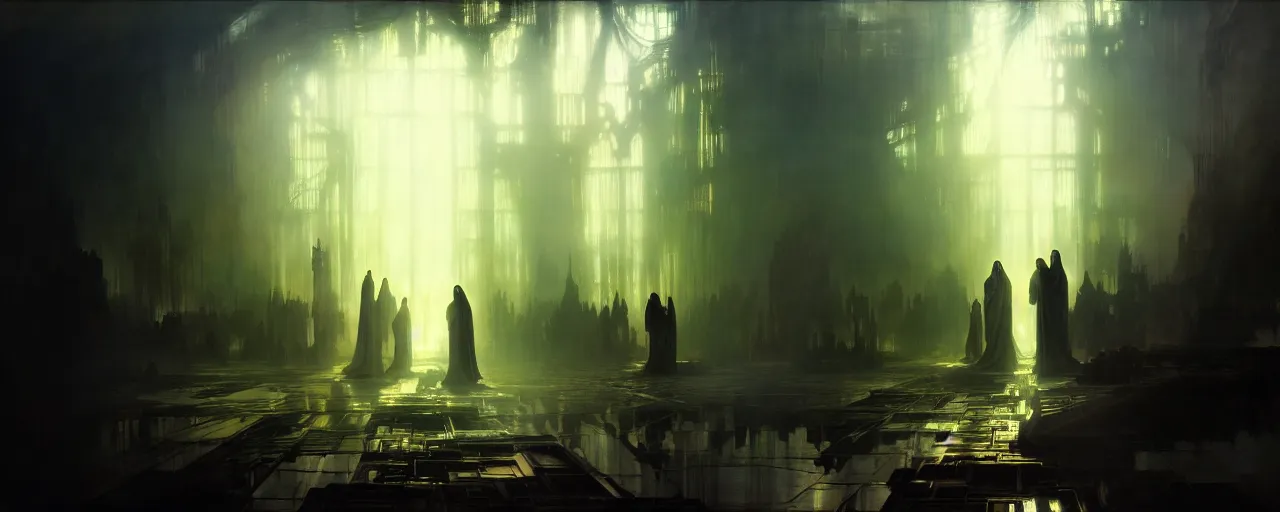 Image similar to the second coming of jesus christ, intricate concept art, ethereal, ominous, dramatic lighting, Ruan Jia and Jeremy Mann and Alphonse Mucha