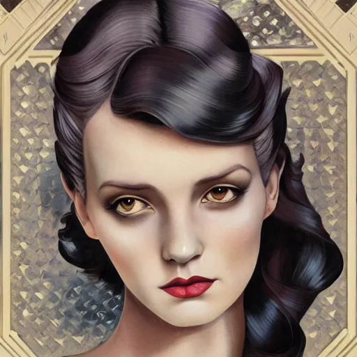 Image similar to an art nouveau, ( streamline moderne ), multi - racial portrait in the style of anna dittmann and charlie bowater and chanthara. very large, clear, expressive, and intelligent eyes. centered, ultrasharp focus, dramatic lighting, photorealistic digital matte painting, intricate symmetrical ultra detailed background.