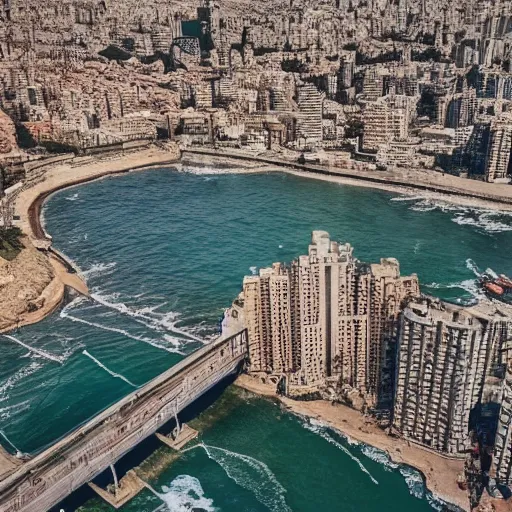 Prompt: Beyrouth, drone shot, cinematic, realistic