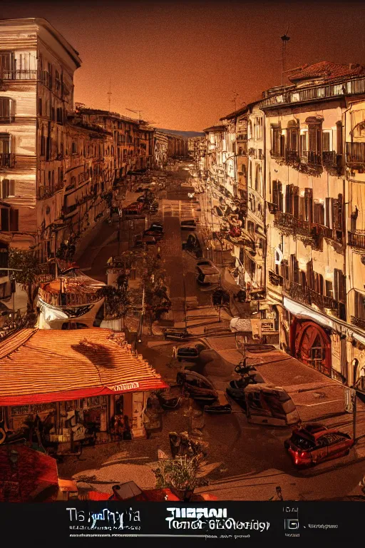 Image similar to the most typical italian things, wide angle, redscale photography, dramatic lighting, photorealistic, cinematic lighting, high detail, cinematic feel, high octane, 4 k, unreal engine, digital render, smooth, ultra realistic