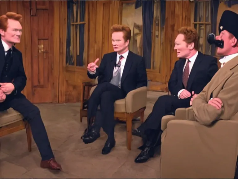 Prompt: Conan O’Brian interviewing George Washington; Late Night with Conan O'Brien